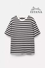 تیشرت مردانه آستین کوتاه پول اند بیر 3245765 PULL&BEAR Striped short sleeve T-shirt