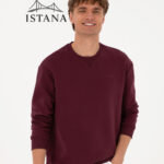 بلوز مردانه برند یو اس پولو Us polo Erkek Comfort Fit Bisiklet Yaka Şardonlu Bordo Basic Sweatshirt 50313757-VR177