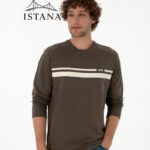 بلوز مردانه برند یو اس پولو Us polo Erkek Regular Fit Bisiklet Yaka Vizon İnce Sweatshirt 50313801-VR052