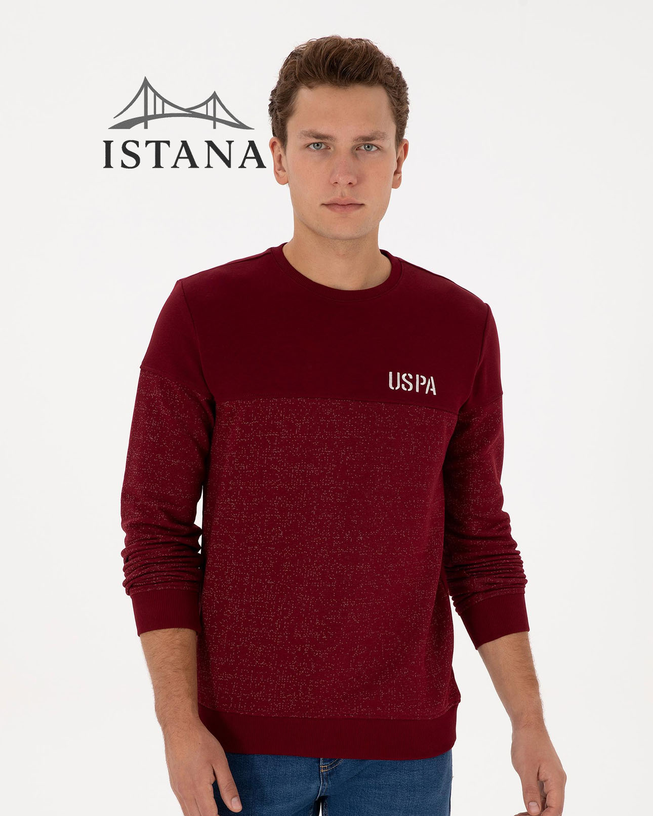 بلوز مردانه برند یو اس پولو بلوز مردانه برند یو اس پولو Us polo Erkek Regular Fit Bisiklet Yaka Bordo Sweatshirt 50316380-VR014 - Image 1