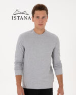 بلوز مردانه برند یو اس پولو Us polo Erkek Regular Fit Bisiklet Yaka Gri Melanj İnce Sweatshirt 50324788-VR086