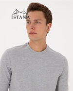 بلوز مردانه برند یو اس پولو Us polo Erkek Regular Fit Bisiklet Yaka Gri Melanj İnce Sweatshirt 50324788-VR086 - Image 5