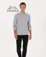 بلوز مردانه برند یو اس پولو Us polo Erkek Regular Fit Bisiklet Yaka Gri Melanj İnce Sweatshirt 50324788-VR086 - Image 6