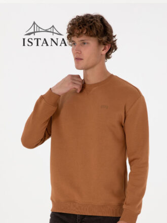بلوز مردانه برند یو اس پولو Us poloErkek Comfort Fit Bisiklet Yaka Şardonlu Camel Basic Sweatshirt 50313757-VR233