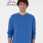 بلوز مردانه برند یو اس پولو Us polo Erkek Comfort Fit Bisiklet Yaka İndigo İnce Sweatshirt 50309858-VR028