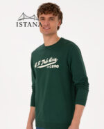 بلوز مردانه برند یو اس پولو Us polo Erkek Bisiklet Yaka Regular Fit Koyu Yeşil İnce Sweatshirt 50316315-VR079 - Image 3