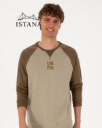 بلوز مردانه برند یو اس پولو Us poloErkek Bisiklet Yaka Regular Fit Haki İnce Sweatshirt 50315420-VR027