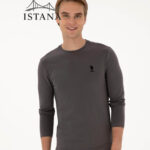 بلوز مردانه برند یو اس پولو Us polo  Erkek Slim Fit Bisiklet Yaka Gri Basic Sweatshirt 50307762-VR024