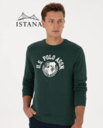 بلوز مردانه برند یو اس پولو Us polo Erkek Regular Fit Bisiklet Yaka Koyu Yeşil Sweatshirt 50308672-VR079 - Image 3
