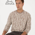بلوز مردانه برند یو اس پولو Us polo Erkek Regular Fit Bisiklet Yaka Koyu Bej Sweatshirt 50309983-VR088