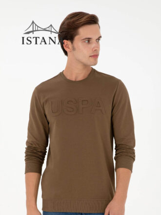 بلوز مردانه برند یو اس پولو Us polo Erkek Regular Fit Bisiklet Yaka Haki Basic Sweatshirt 50289058-VR027