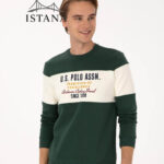 بلوز مردانه برند یو اس پولو Us polo Erkek Regular Fit Bisiklet Yaka Koyu Yeşil Sweatshirt 50310433-VR079