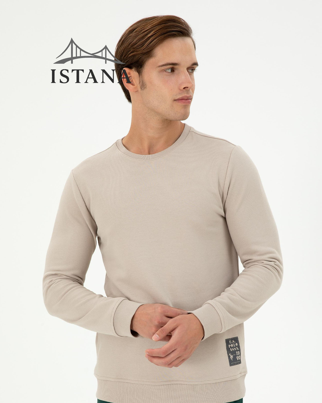 بلوز مردانه برند یو اس پولو بلوز مردانه برند یو اس پولو Us polo Erkek Bisiklet Yaka Mint Basic Şardonlu Sweatshirt 50293471-VR049 - Image 1