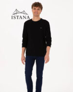 بلوز مردانه برند یو اس پولو Us polo Erkek Bisiklet Yaka Regular Fit Petek Dokulu Siyah Sweatshirt 50316304-VR046 - Image 3