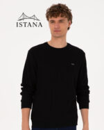 بلوز مردانه برند یو اس پولو Us polo Erkek Bisiklet Yaka Regular Fit Petek Dokulu Siyah Sweatshirt 50316304-VR046 - Image 4