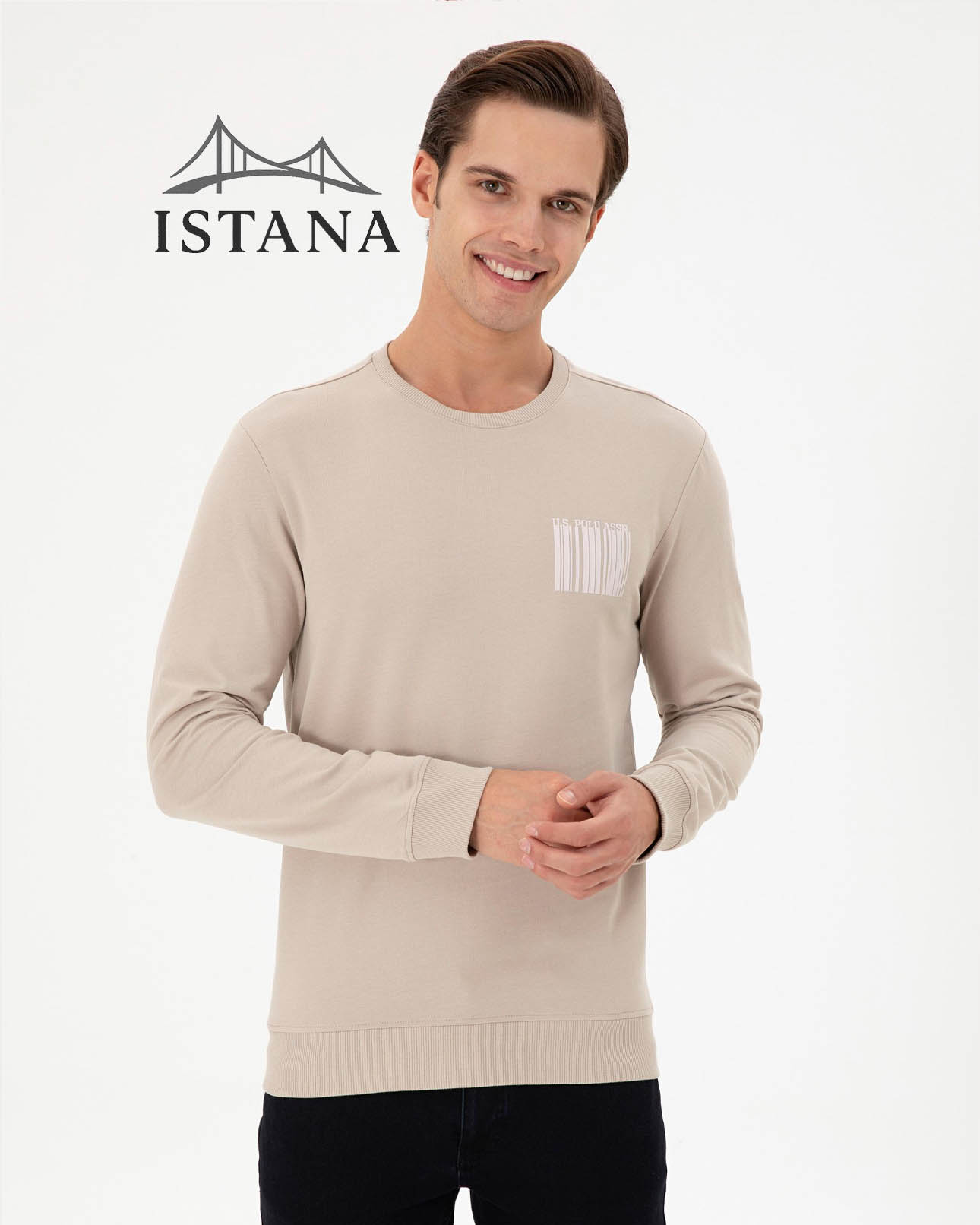 بلوز مردانه برند یو اس پولو بلوز مردانه برند یو اس پولو Us polo Erkek Regular Fit Bisiklet Yaka Taş Sweatshirt 50290252-VR049 - Image 1