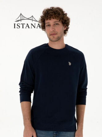 بلوز مردانه برند یو اس پولو Us polo Erkek Regular Fit Bisiklet Yaka Lacivert İnce Basic Sweatshirt 50313752-VR033