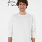 بلوز مردانه برند یو اس پولو Us polo Erkek Comfort Fit Bisiklet Yaka Ekru İnce Sweatshirt 50309858-VR019