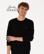 بلوز مردانه برند یو اس پولو Us polo Erkek Bisiklet Yaka Regular Fit Petek Dokulu Siyah Sweatshirt 50316304-VR046