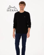 بلوز مردانه برند یو اس پولو Us polo Erkek Bisiklet Yaka Regular Fit Petek Dokulu Siyah Sweatshirt 50316304-VR046 - Image 4