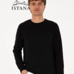 بلوز مردانه برند یو اس پولو Us polo Erkek Bisiklet Yaka Regular Fit Siyah İnce Sweatshirt 50315455-VR046