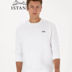 بلوز مردانه برند یو اس پولو Us polo Erkek Comfort Fit Bisiklet Yaka Şardonlu Beyaz Basic Sweatshirt 50313757-VR013