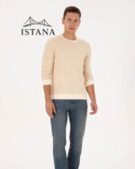 بلوز مردانه برند یو اس پولو Us polo Erkek Regular Fit Bisiklet Yaka Desenli Krem Sweatshirt 50308910-VR071 - Image 3