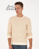 بلوز مردانه برند یو اس پولو Us polo Erkek Regular Fit Bisiklet Yaka Desenli Krem Sweatshirt 50308910-VR071 - Image 4