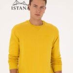 بلوز مردانه برند یو اس پولو Us polo Erkek Comfort Fit Bisiklet Yaka Şardonlu Sarı Basic Sweatshirt 50290778-VR013