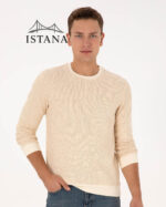 بلوز مردانه برند یو اس پولو Us polo Erkek Regular Fit Bisiklet Yaka Desenli Krem Sweatshirt 50308910-VR071